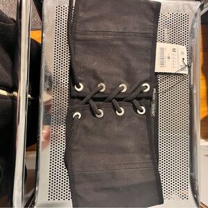 ZARA Black Lace-Up Corset Waist Belt – Size M – New With Tags